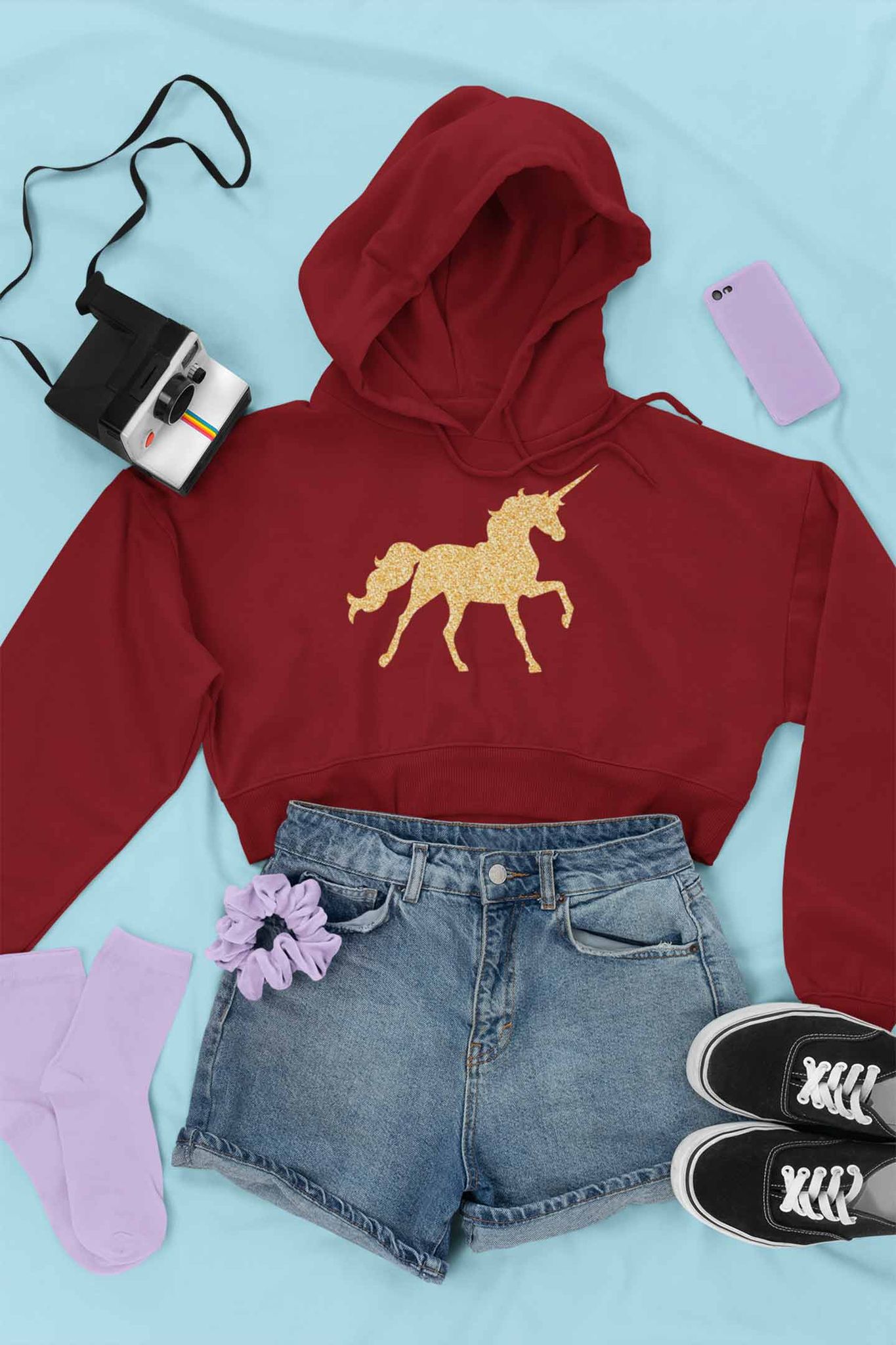 Crop Hoodie (Women) - Mystical Unicorn (6 Colours)