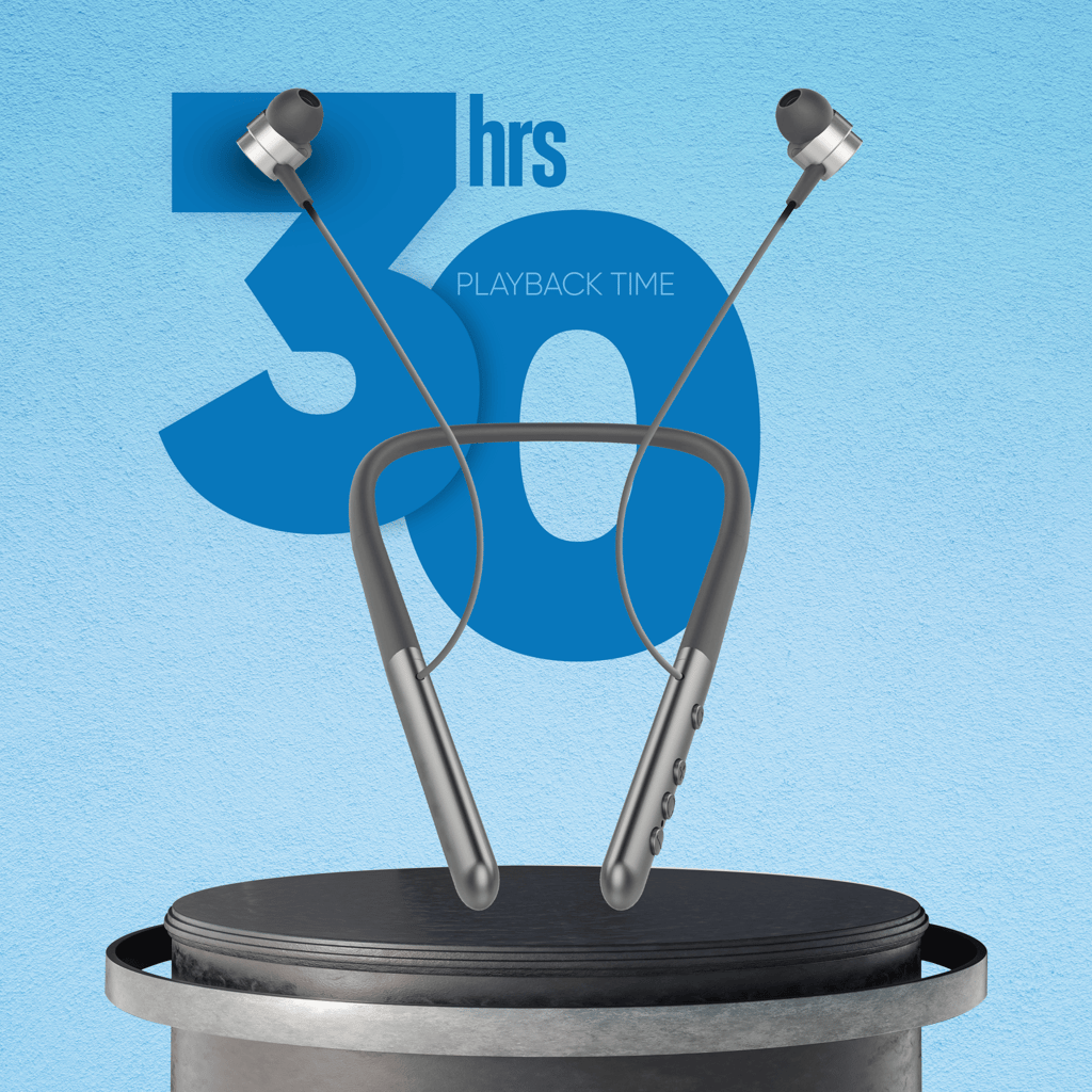 Cellecor BS-1 Wireless Bluetooth Earphone Neckband with 30 Hrs playtime Bluetooth-Grey