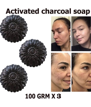 Kuraiy Activated Charcoal Deep Cleansing Bath Soap, 100g (Pack of 3) (3x 100 g)