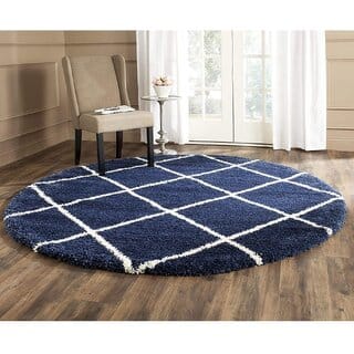 GALLERY HOME Silky Smooth Anti-Skid Shaggy Round Carpet with 2 inch Thickness (5 x 5 Round, Blue T3)