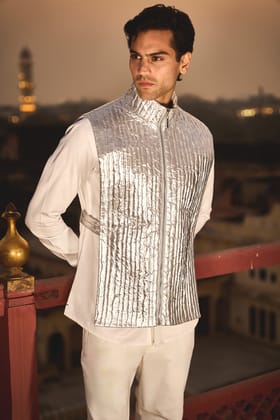 FOIL QUILTED GILET-L / Silver