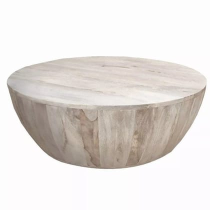 Wooden Round Indian Handicraft Side Drum Coffee Sofa Central Table Home Bedroom Living Furniture