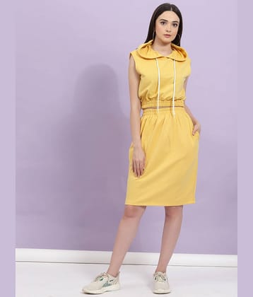 Rigo Women Solid Top With Skirt Co-Ord Set ( Yellow )
