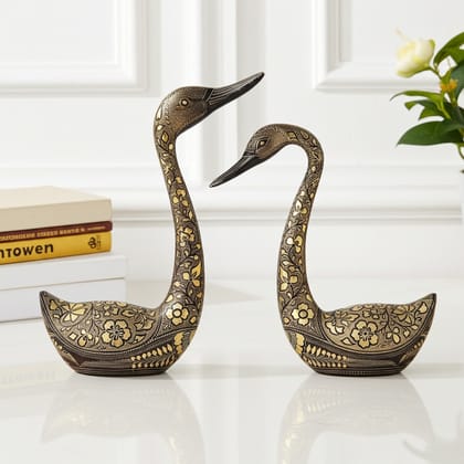 Brass Showpiece Duck Pair Statue (ANMAS020)