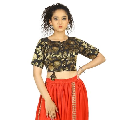 TheHangr Black Banarasi Brocade Blouse - 32 TheHangr Black Banarasi Brocade Blouse - 32