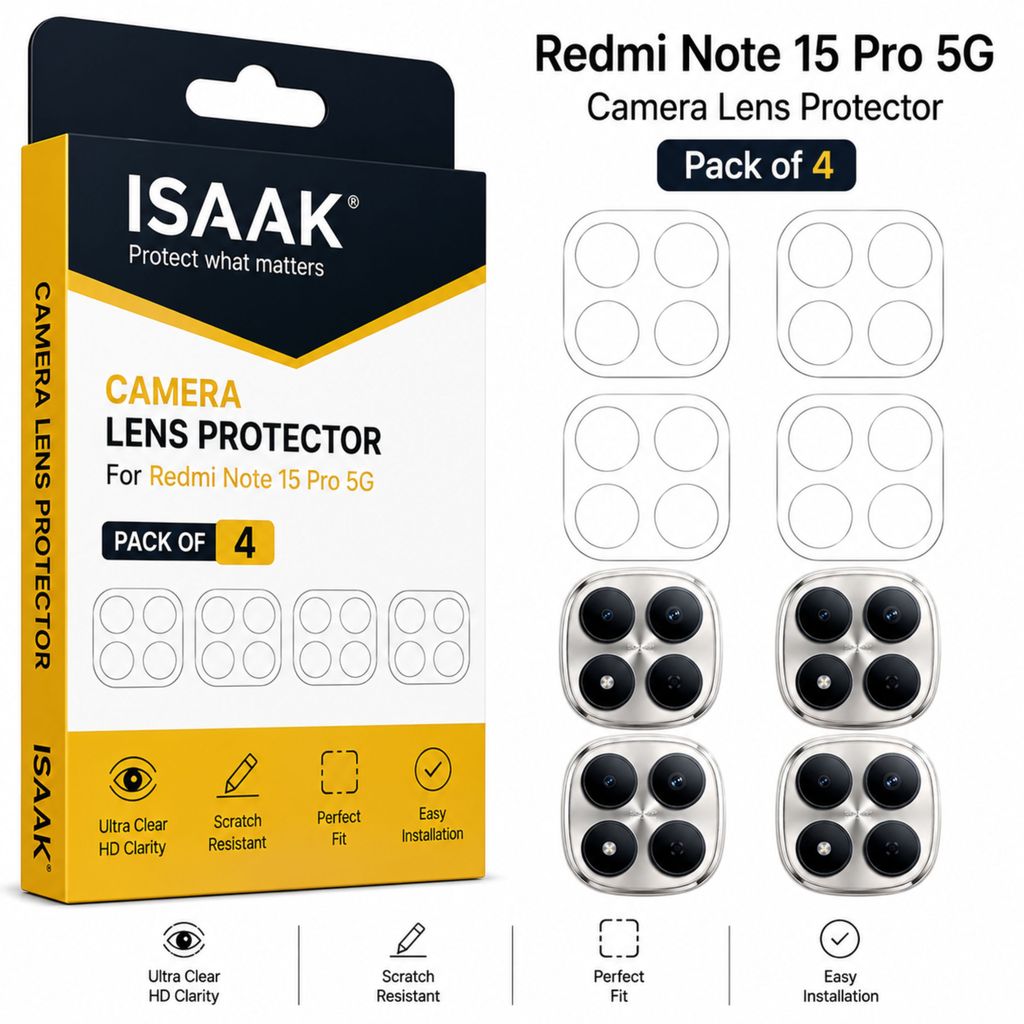 ISAAK Back Camera Lens Protector compatible for Redmi Note 15 Pro 5G (Pack of 4)