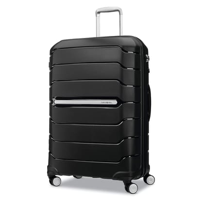 Samsonite Freeform Hardside Polypropylene Expandable with Double Spinner 8 Wheels Trolley Bag, Black, Checked-Large 75cm Samsonite Freeform Hardside Polypropylene Expandable with Double Spinner 8 Wheels Trolley Bag, Black, Checked-Large 75cm - Black / Ch