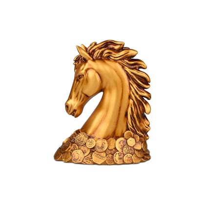 Artarium Coin Horse Head Showpiece Fengshui Vastu Statue for Living Room and Home Decor (Pack of 1)