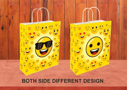 90 GSM Emoji Smiley Printed Attractive Paper Gift Bags, Ideal for Birthday Return Gifts, Kids Party, & Gifting on Special Occasions (Size: 11.4 x 9.4 x 4.7 inch) - 12 90 GSM Emoji Smiley Printed Attractive Paper Gift Bags, Ideal for Birthday Return Gifts, Kids Party, & Gifting on Special Occasions (Size: 11.4 x 9.4 x 4.7 inch) - 12