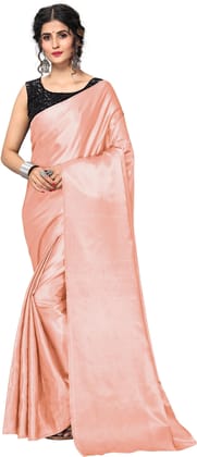 ANSH Womens Satin Solid Saree length (5.5m) & Blouse Piece Size (0.8m) (Multicolor)
