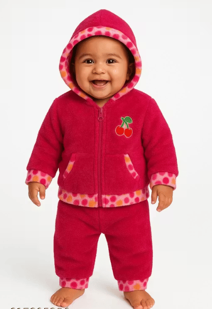 Winter Suit for Infants, Hooded Snowsuit with Fur Trim, Warm Fleece Holiday Outfit