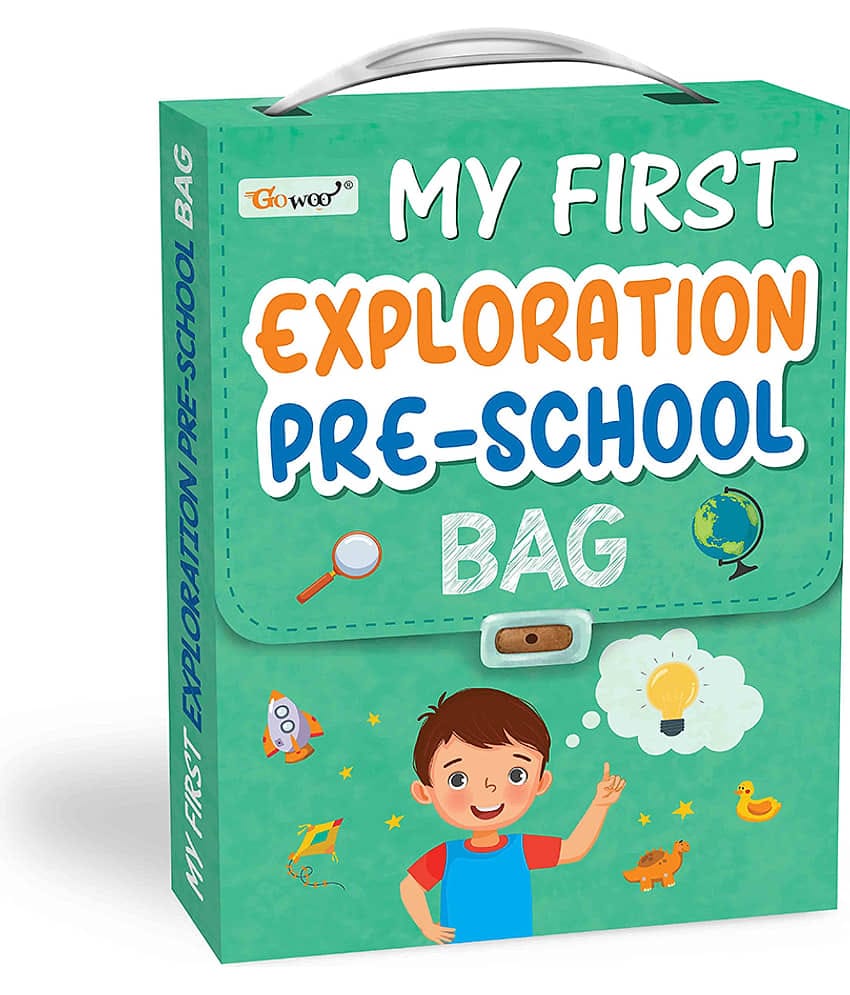 My first Exploration Preschool Bag : Educational Learning books, Picture Book Collections for Eary Learning, Books for Kids Age 3-12, Shapes, First Words, Alphabet and more | Set of 8 learning book