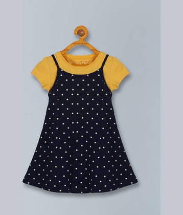 PLUM TREE Cotton Blend A-line Dress For Girls ( Pack of 1 , Yellow )