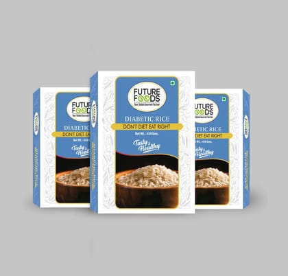 Future Foods Premium Diabetic Rice | Sugar Free | Gluten Free | Low Glycemic Index | Promotes Stable Blood Sugar Levels | Non-GMO | Vegan | 450g (Pack of 3)