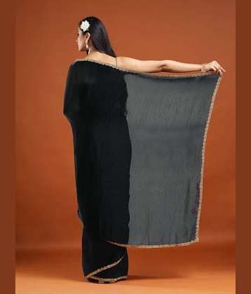 Indy Bliss Silk Embellished Chanderi saree With Unstitched Blouse Piece ( Black )