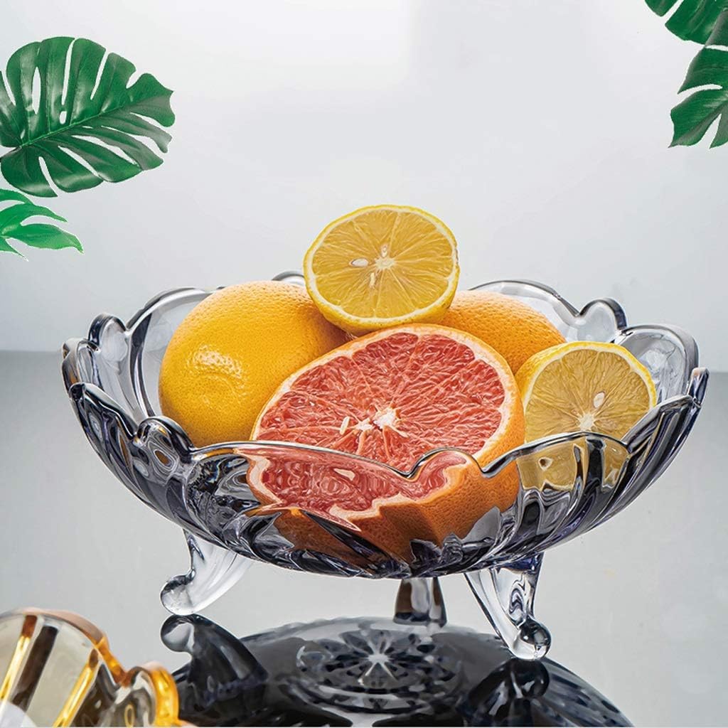 Crystal Glass Fruit Bowl Dry Fruit Plate Three-Legged Snack Candy Plates for Home, Restaurants and Companies