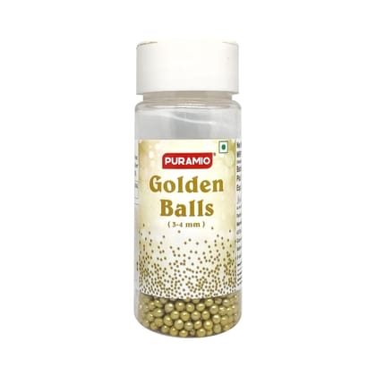 Puramio Golden Balls (3-4 mm) for Cake Decoration, 50 gm