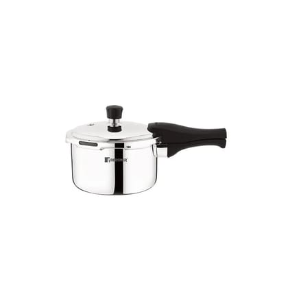Bergner Trimax Tri-Ply Stainless Steel Pressure Cooker with outer Lid | Gas & Induction Compatible | Silver 2 Litre
