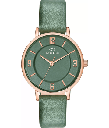 AQUA BLISS - Green Leather Analog Womens Watch