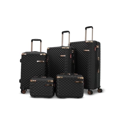 AMERICAN TRAVELLER Goldie ABS 5 Pcs Set Trolley Luggage Bags Combo | Pink Gold Coated | Dual Carry Suitcase | TSA Type Lock | Suitable for Premium Buyers, Luxury Travellers AMERICAN TRAVELLER Goldie ABS 5 Pcs Set Trolley Luggage Bags Combo | Pink Gold Coated | Dual Carry Suitcase | TSA Type Lock | Suitable for Premium Buyers, Luxury Travellers