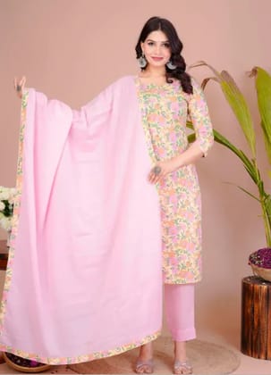 Pink Cotton Premium And Elegant Kurta Set For Women