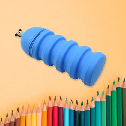 Telescopic Silicone Pencil Case with Zipper Closure: Large Capacity for Office, Home, and School - Pink Color for Boys and Girls - Ideal for Secondary School Students