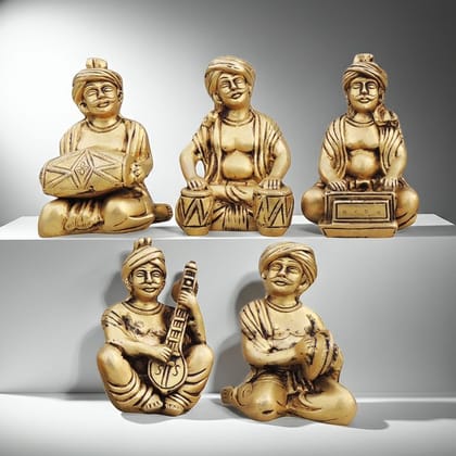 Brass Showpiece Musical Instrumental Statue, Set Of 5 Pieces, Height : 5 Inch (BSMAS1698 E)