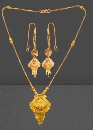 Exquisite One Gram Gold Traditional Necklace and Earrings Set