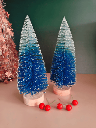 Blue sparkling christmas Table  tree (set of 2)
