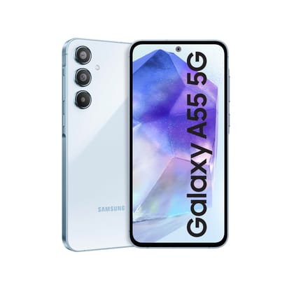Samsung Galaxy A55 5G (Awesome Iceblue, 8GB RAM, 256GB Storage) | AI | Metal Frame | 50 MP Main Camera (OIS) | Super HDR Video| Nightography | IP67 | Corning Gorilla Glass Victus+ | sAMOLED Display Samsung Galaxy A55 5G (Awesome Iceblue, 8GB RAM, 256GB S