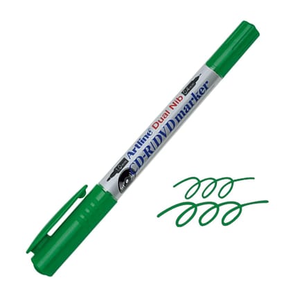 Artline CD-R/DVD marker Dual Nib Pack of 12 (Green Colours) | Professional marker for writing on your CD-R and DVDs