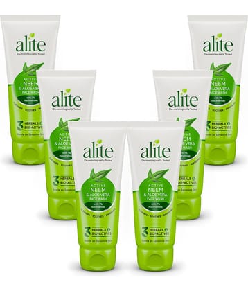Alite Active Neem & Aloe Vera Face Wash with 1% Niacinamide | 3 Herbal Bio-Actives | Gentle on Sensitive Skin 70g ( Pack of 6 )