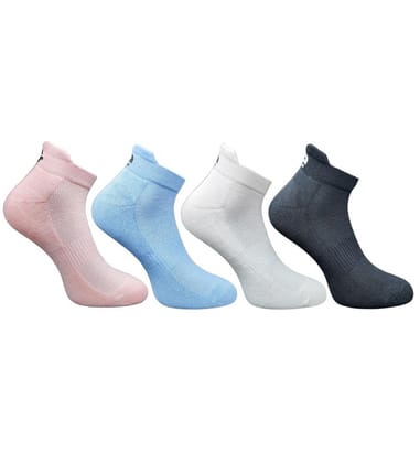 4-Pair Set Unisex Casual Cotton Printed Ankle Length Socks (Multicolor)