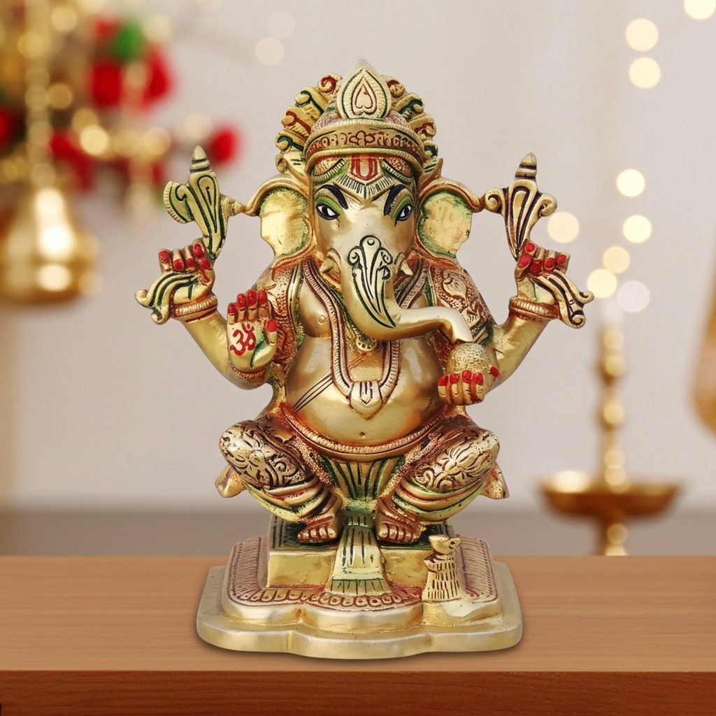 Brass Showpiece Ganesh Ji God Idol Statue (BSMAS1063 G)