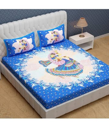 Cosito Cotton 1 Double Bedsheet with 2 Pillow Covers ( Blue )