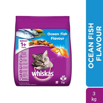 Whiskas Ocean Fish Flavour Adult (1+ Years) Dry Cat Food 3kg