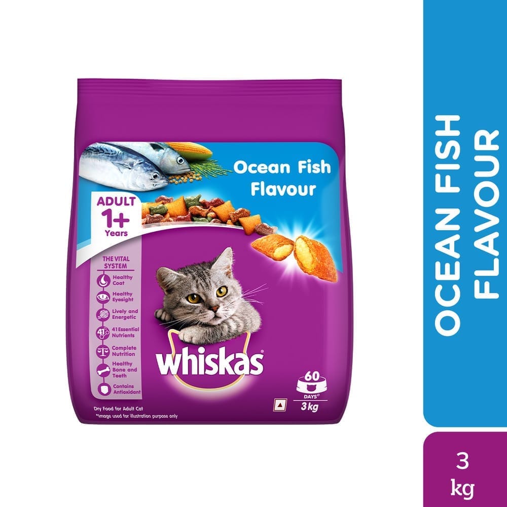 Whiskas Ocean Fish Flavour Adult (1+ Years) Dry Cat Food 3kg
