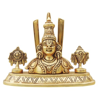 Traditional Brass Tirupati Balaji Home Temple Idol, Height : 5.5 Inch (BSMAS1420 A)