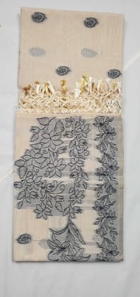 Bomkai Sonepuri Beige Cotton Saree Olive Paisley Buti Bomkai Sonepuri Beige Cotton Saree Olive Paisley Buti