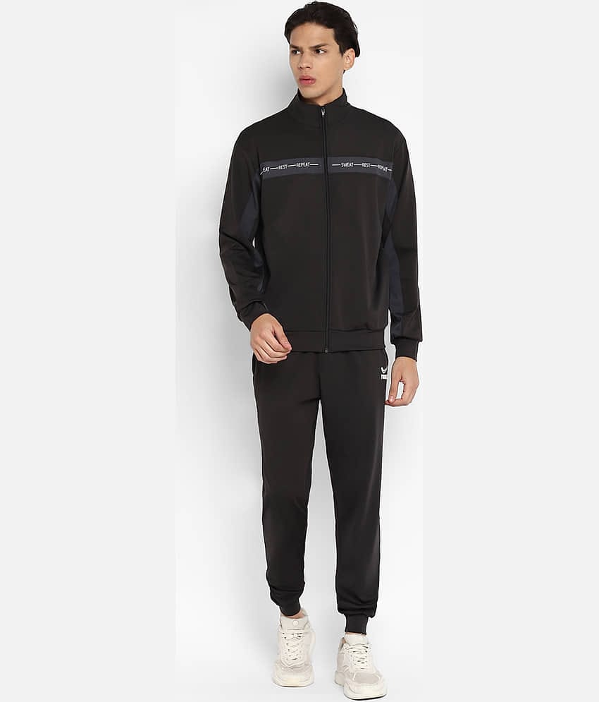 YUUKI - Black Polyester Regular Fit Printed Men's Sports Tracksuit ( Pack of 1 )