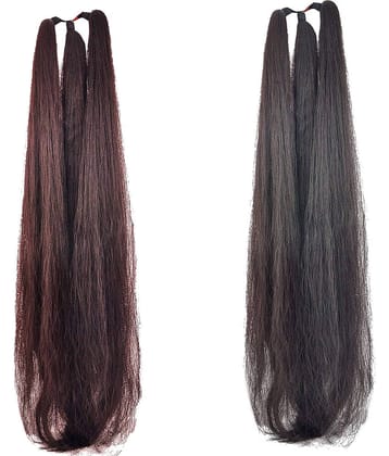 VSAKSH Women's Black & Brown Parandi/ Choti Hair Extension (Combo of Black & Brown Choti)