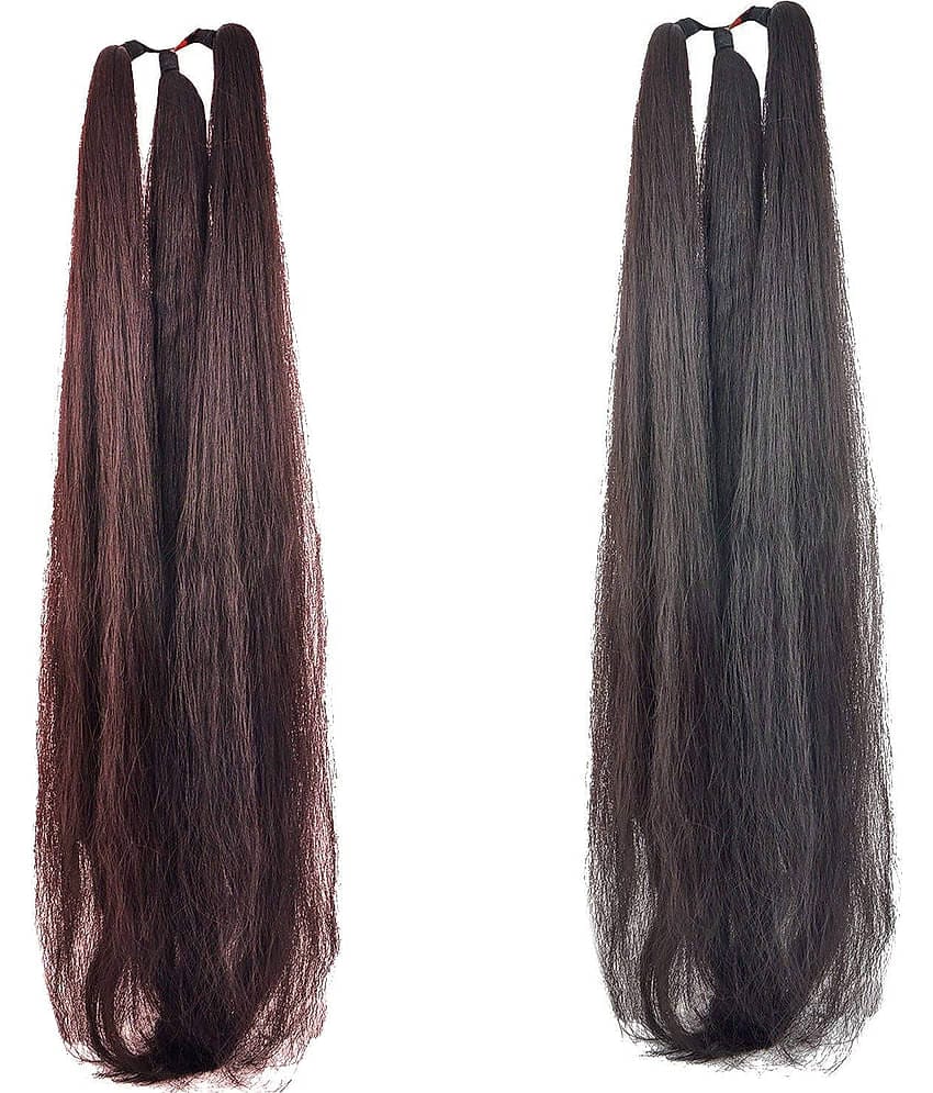 VSAKSH Women's Black & Brown Parandi/ Choti Hair Extension (Combo of Black & Brown Choti)
