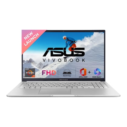 ASUS Vivobook 15, AMD Ryzen 7 5825U, 16GB RAM, 512GB SSD, FHD 15.6", Windows 11, Office Home 2024, Cool Silver, 1.7Kg, M1502YA-BQ702WS, AMD Radeon iGPU, M365 Basic (1Year)* Laptop ASUS Vivobook 15, AMD Ryzen 7 5825U, 16GB RAM, 512GB SSD, FHD 15.6", Windo