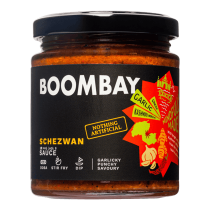 BOOMBAY Schezwan Sauce - Use as a Spread for Dosa, Stir Frys, Dip with Snacks, Marinade for Grill, Spicy Flavour to Noodles, 190 gm BOOMBAY Schezwan Sauce - Use as a Spread for Dosa, Stir Frys, Dip with Snacks, Marinade for Grill, Spicy Flavour to Noodles, 190 gm