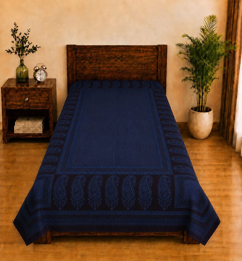 Hand Block Bagh Cotton Single Bedsheet