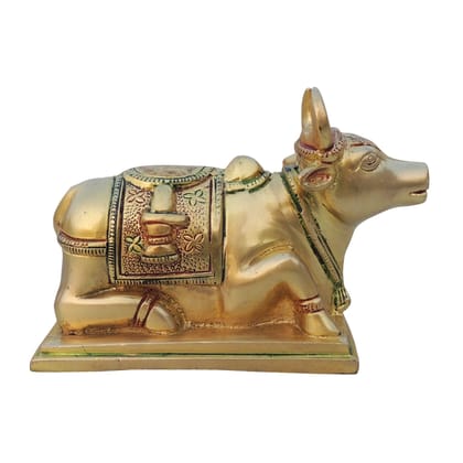 Brass Nandi Idol - Lord Shiva Vehicle Showpiece, 4, Height : 4.5 Inch (BSMAS1532 C)
