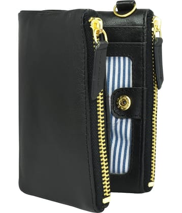 Ajanta Black 100% Leather Men's Two Fold Wallet ( Pack of 1 )