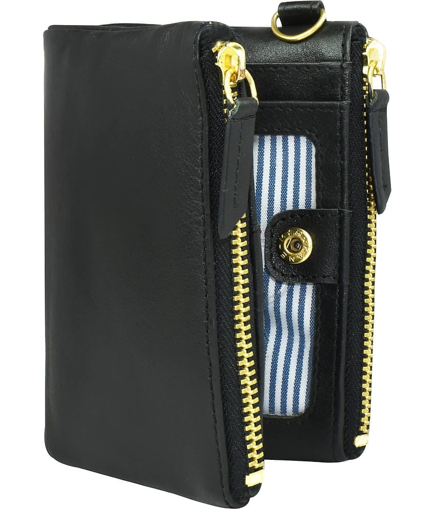 Ajanta Black 100% Leather Men's Two Fold Wallet ( Pack of 1 )