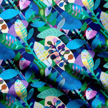 Vibrant Leaf Cascade-Cotton