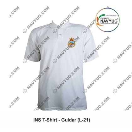 Navyug INS Guldar T-Shirt (Small) | Embroidered Navy Crest | Casual & Defence Wear